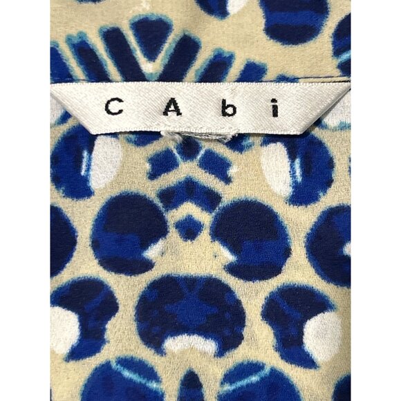 Cabi Women's Shirt Dress Sheer Button Up Blue Tan Roll Tab Sleeve Size S - Picture 4 of 6